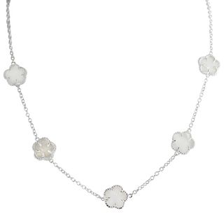 Tressa Sterling Silver White Mother of Pearl Inlay Flower Necklace Tressa Sterling Silver Necklaces