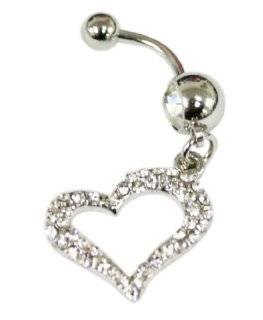 Cubic Zirconia Gemstone Silhouette Heart Belly Ring Navel Ring Jewelry