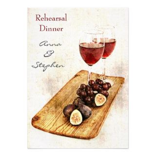 Grapes, figs and wine glasses invitations