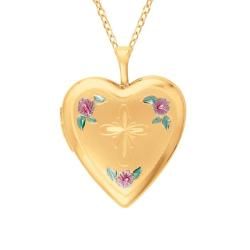 Gold over Silver Flower and Cross Heart Locket Lockets Necklaces