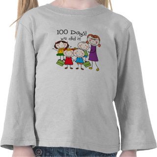 Kids and Female Teacher 100 Days Shirts