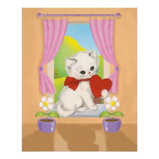 Cute kitten with love heart art posters