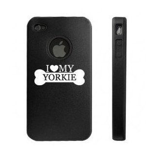 Apple iPhone 4 4S Black D4786 Aluminum & Silicone Case Cover I Love My Yorkie Cell Phones & Accessories