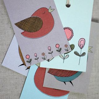 set of five little birds gift tags by lil3birdy