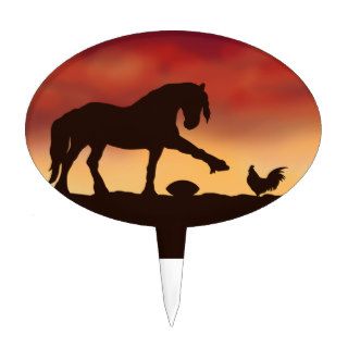 Horse and Rooster Football Stand off Cake Topper