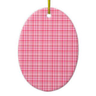 Pink Red Plaid Christmas Ornaments