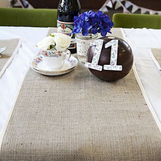 hessian and satin table runner by baloolah bunting