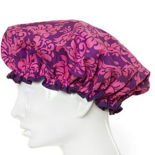damask purple shower cap by zpm