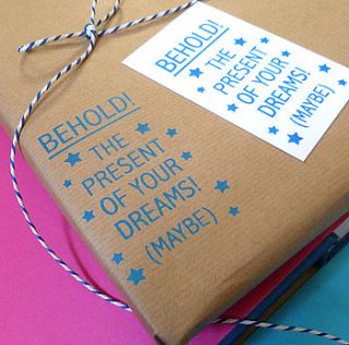 handmade 'dream present' wrapping paper by indigoelephant