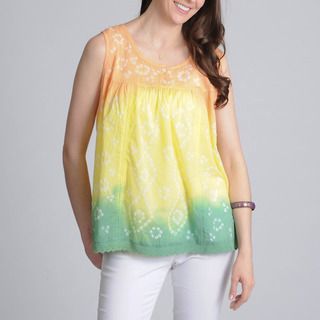 La Cera Women's Coral Tie dye Printed Tank Top La Cera Sleeveless Shirts