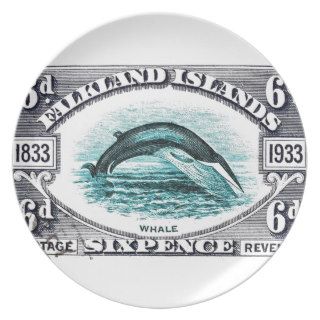 1933 Falkland Islands Fin Whale Postage Stamp Plate