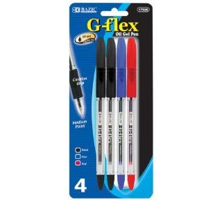 BAZIC G Flex Asst. Color Oil Gel Ink Pen with Cushion Grip, 4 per Pack (Case of 24) (17026 24)  Gel Ink Rollerball Pens 