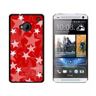 Stars Red   Snap On Hard Protective Case for HTC One 1   Black Cell Phones & Accessories