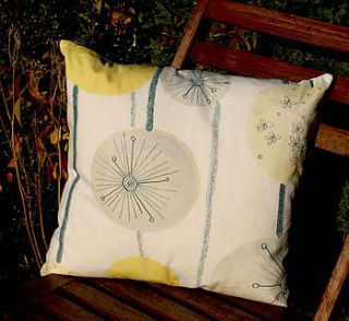 yellow and grey seed spheres cushion by jo clark design