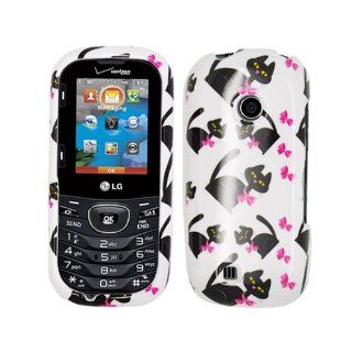 Hard Plastic Snap on Cover Fits LG VN251 UN251 Cosmos 2 Cat Bow Tie with White Glossy Verizon Cell Phones & Accessories
