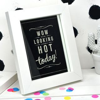 'wow you're hot' retro mirror by rock the custard