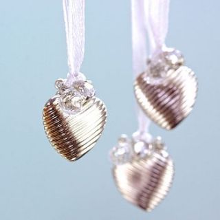 silver textured mini heart bauble by lisa angel wedding