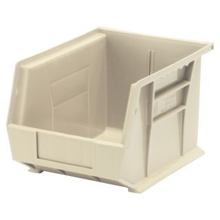 Quantum Storage Heavy Duty Stacking Bins — 10 3/4in. x 8 3/4in. x 7in. Size, Ivory, Carton of 6  Ultra Stack   Hang Bins