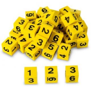 Nasco 36 Piece Foam Number Dice Set, 5/8" Square, Yellow with Black