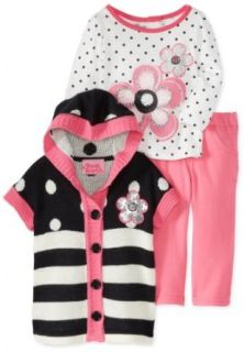 Young Hearts Baby Girls Infant 3 Piece Stripped Floral Sweater And Pant Set Clothing