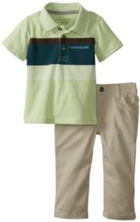 Calvin Klein Baby Boys Infant Polo with Pants, Aqua, 12 Months Clothing