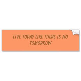 Live Today Like There Is No Tomorrow Bumper Sticker