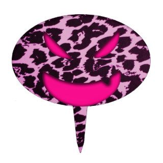 Cute Halloween Pink Monster Leopard Print Cake Pick