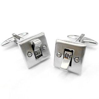 Silver Tone Moving Light Switch Cufflinks Cuff Links Jewelry