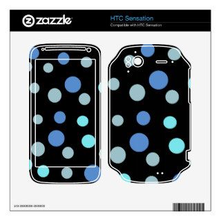 Artistic Abstract Retro Dots Spots Blue Black HTC Sensation Decal