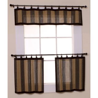 Versailles Home Fashions Bamboo Ring Top Valance in Camel / Black