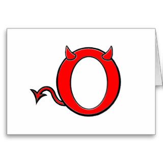 Anti Obama    Red O With Devil Horns and Tail Greeting Cards