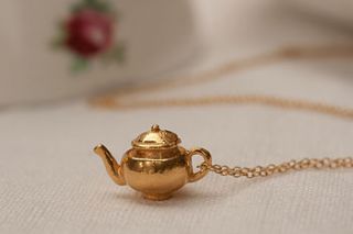 gold teapot necklace by cabbage white england