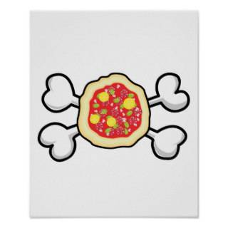 pizza Skull and Crossbones Print