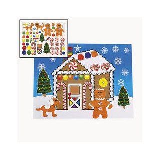 12 Large MAKE a GINGERBREAD HOUSE Sticker Sheets/Christmas CRAFT/ACTIVITY/8.5" X 11" Toys & Games