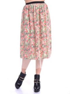 Anna Kaci S/M Fit Multicoloured Sheathed In Lightness Mini Rose Print Skirt