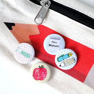 personalised set of four school badges by emily parkes art