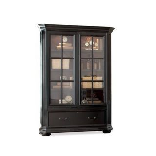 Allegro Sliding Door Bookcase in Burnished Cherry and Rubbed Black