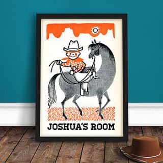 personalised cowboy print by ink & sons