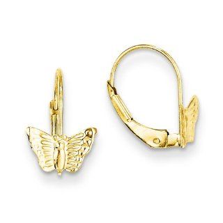 Genuine 14K Yellow Gold Butterfly Leverback Earrings 0.6 Grams Of Gold Mireval Jewelry