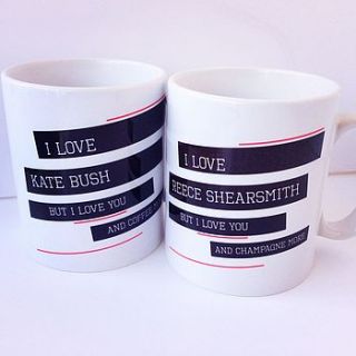 personalised 'i love' mug by claire close