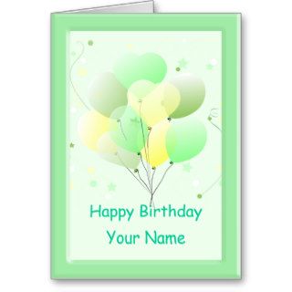 Pastel Mint Balloons Birthday Greeting Card