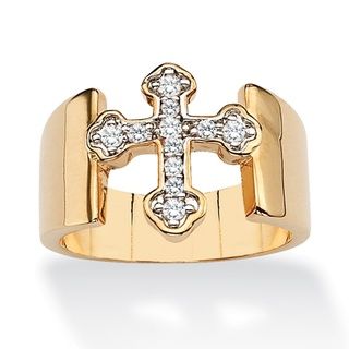 Ultimate CZ 14k Gold Overlay Cubic Zirconia Cross Ring Palm Beach Jewelry Cubic Zirconia Rings