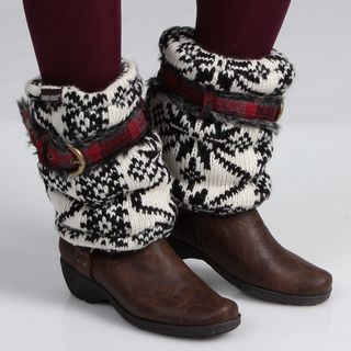 Classic Reversible Boot Sweaters with Plaid Belt Muk Luks Boots