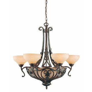 Triarch International 31083 Passion Collection 9 Light Chandelier, Bronze Oro with the Cognac Antiqued Scavo Glass    