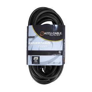 Accu Cable EC163 3FER25 Black 16 Gauge 3 Plug 25 Ft Extension Cable Musical Instruments