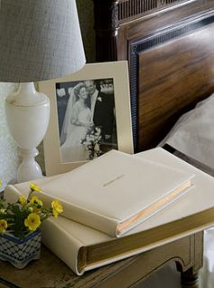 personalised linen wedding photo album by noble macmillan