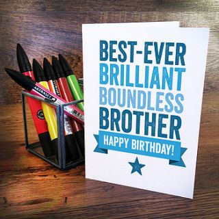 personalised birthday card for brother by a is for alphabet