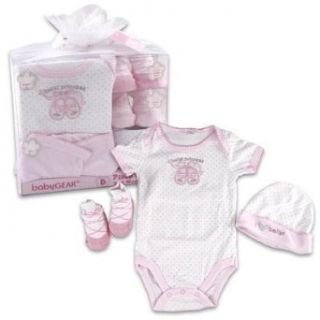 (3 6 months) Baby Gift Set For Girls   5 piece w/bodysuit, 2 pair socks, cap, pant Clothing