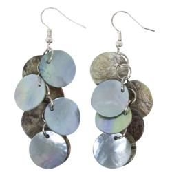 Sterling Silver Blue/ Grey Mother of Pearl Cluster Earrings (China) Global Crafts Earrings