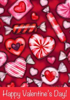 Happy Valentines Day Heart Candy Valentine Double Sided Garden Flag 12 x 18  Patio, Lawn & Garden